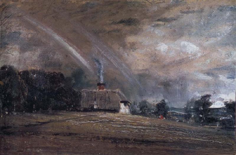 John Constable Landscape study,cottage and rainbow china oil painting image